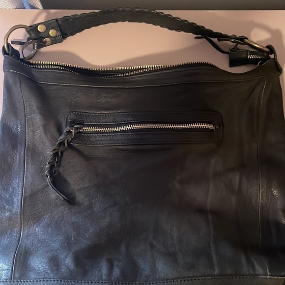 Tano Made in Italy dark brown leather shoulder bag braided details - Picture 9 of 10